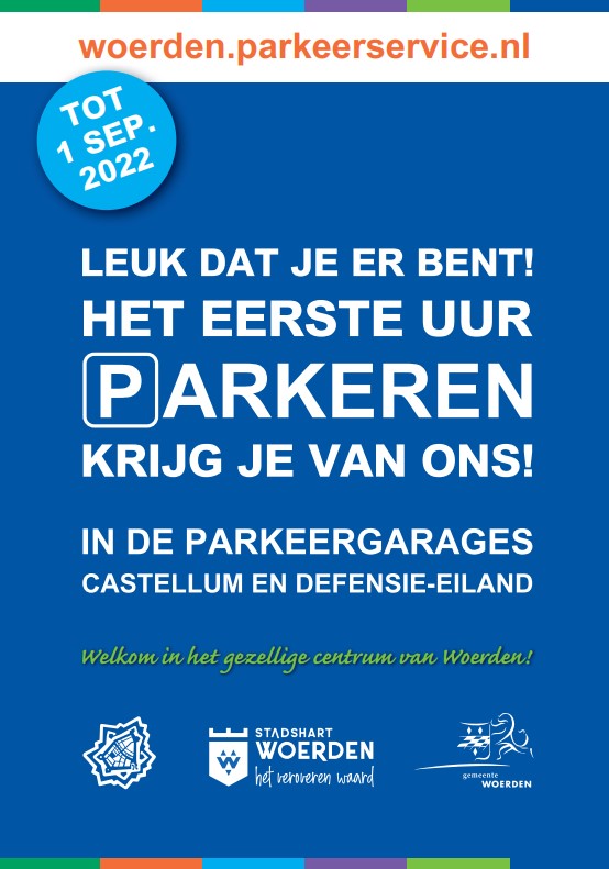 Poster Proef 1e uur gratis parkeren verlengd tot 1 sept. 2022